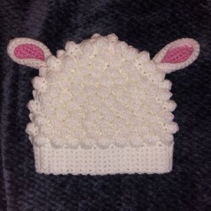Homemade Crochet Sheep Baby Hat W/ Ears